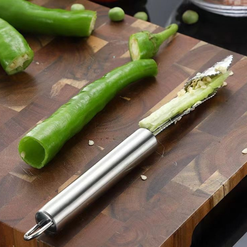 Kitchen Gadgets Essential - Multi-Purpose Stainless Steel Pepper Corer Tool