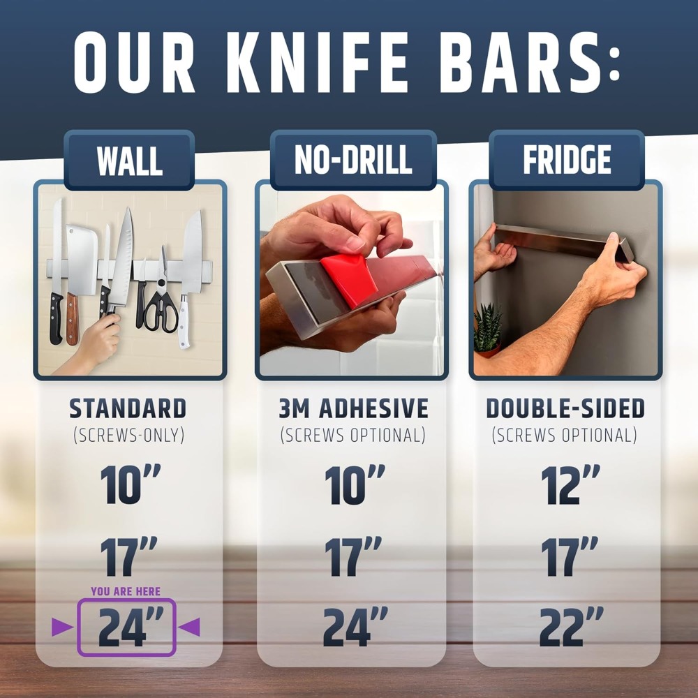 24 Inch Heavy-Duty Magnetic Kn - Magnetic Knife Strip のレビューと価格