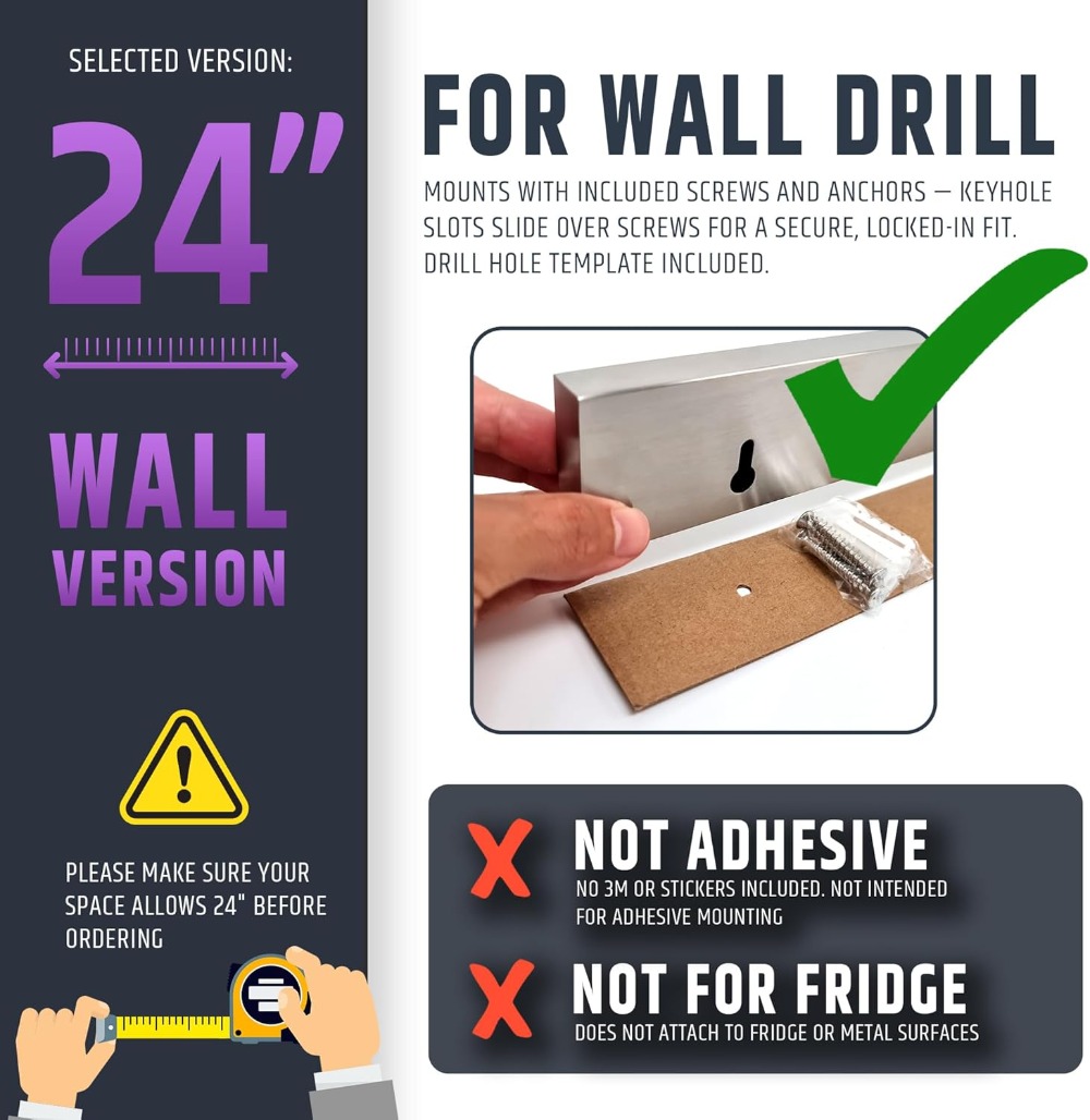 24 Inch Heavy-Duty Magnetic Kn - Magnetic Knife Strip のレビューと価格