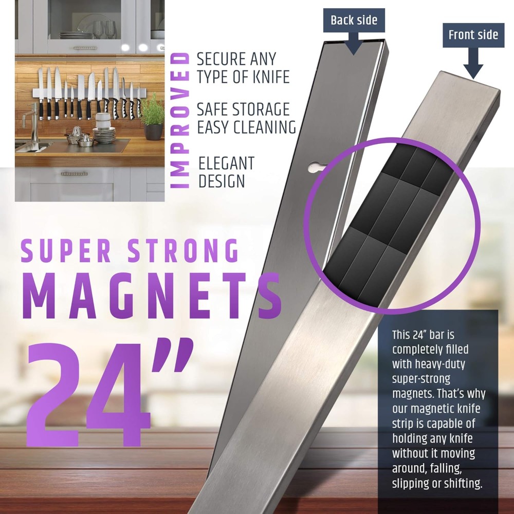 24 Inch Heavy-Duty Magnetic Kn - Magnetic Knife Strip のレビューと価格