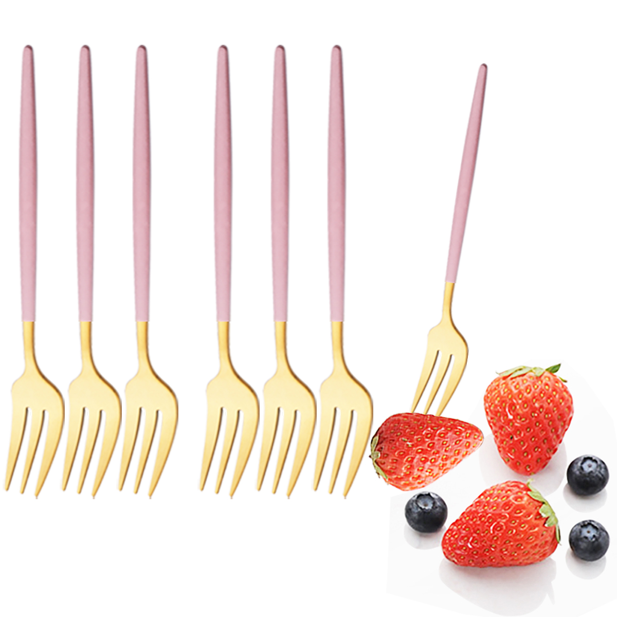 6Pcs Pink Gold Dinnerware Set  - Kitchen Gadgets Gold のレビューと価格