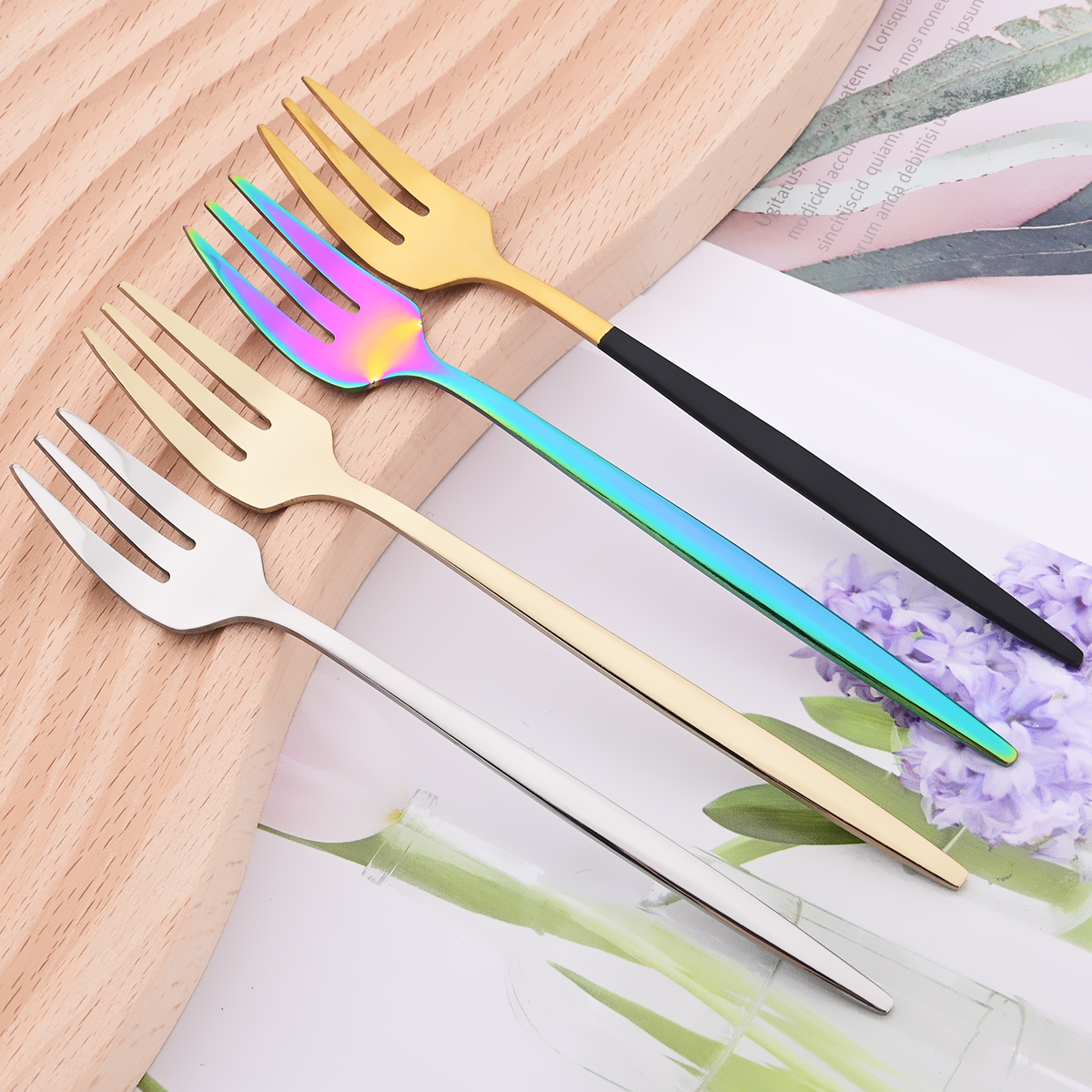 6Pcs Pink Gold Dinnerware Set  - Kitchen Gadgets Gold のレビューと価格