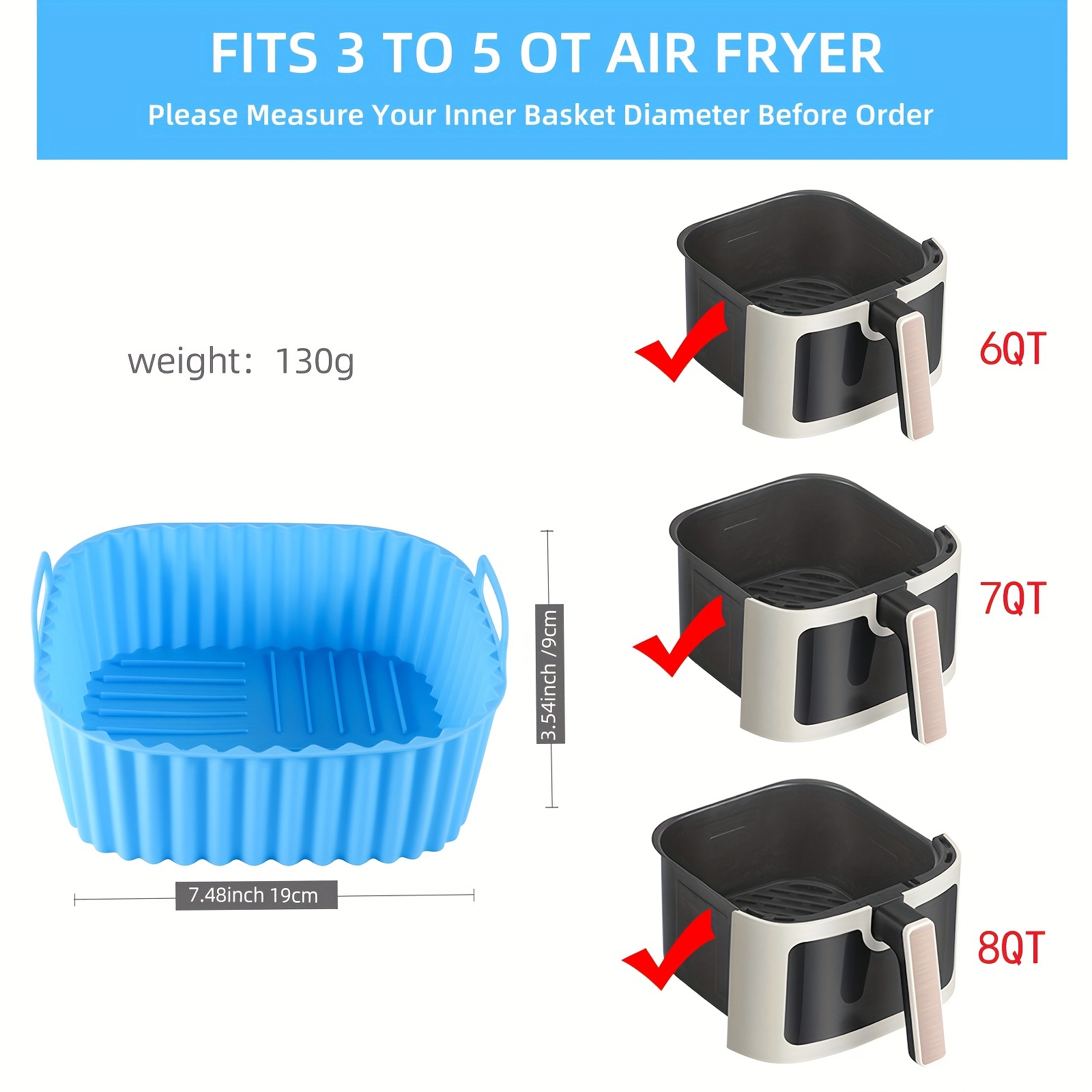 1 square silicone air fryer li - Kitchen Gadgets Baking のレビューと価格
