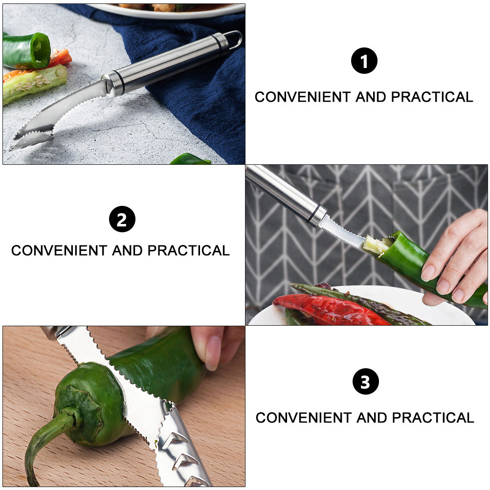 2Pcs Stainless Steel Chili Cor - Kitchen Gadgets In のレビューと価格