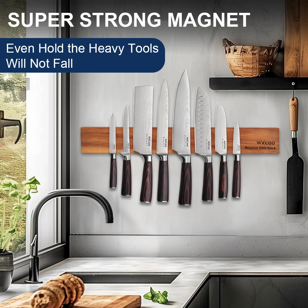 Acacia Wood Magnetic Knife Hol - Magnetic Knife Strip のレビューと価格