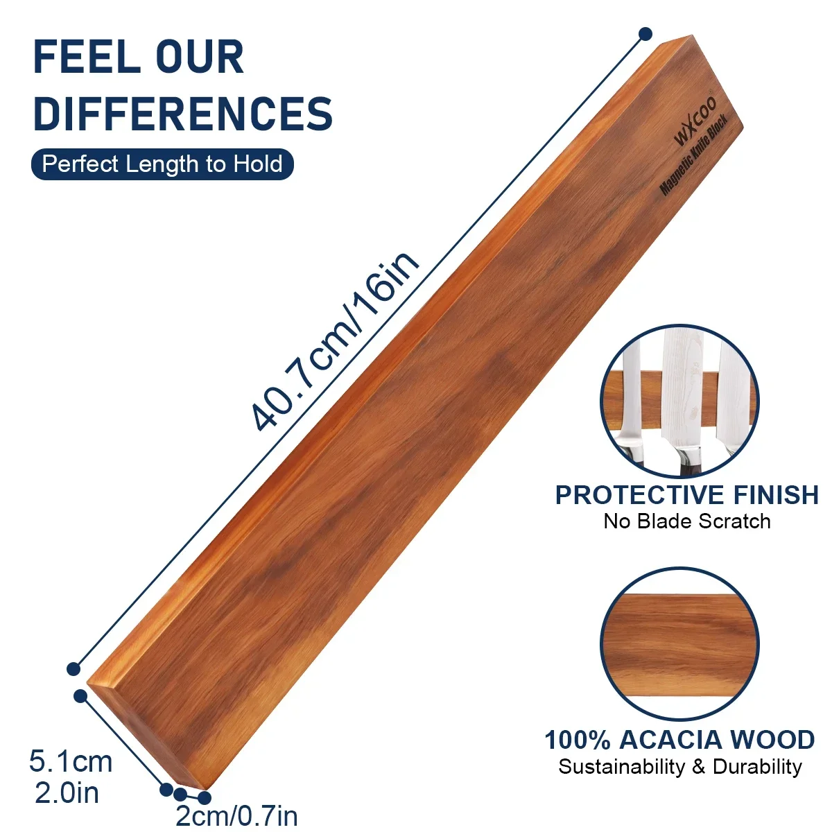 Acacia Wood Magnetic Knife Hol - Magnetic Knife Strip のレビューと価格