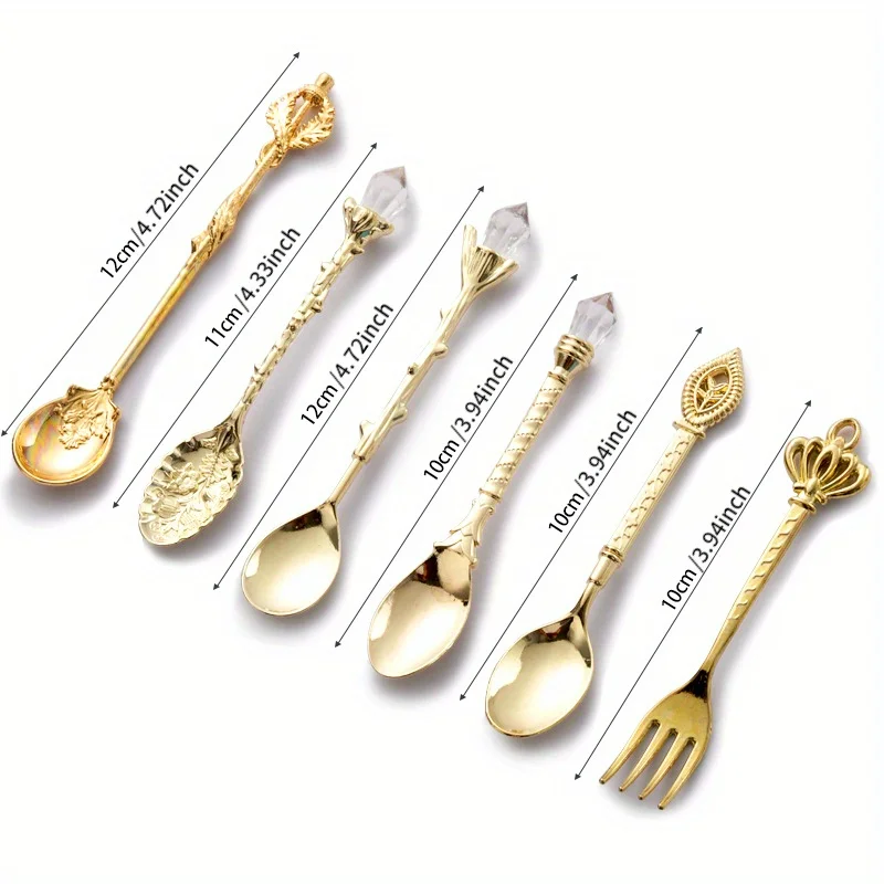 6pcs Vintage Spoons Fork Royal - Kitchen Gadgets Gold のレビューと価格